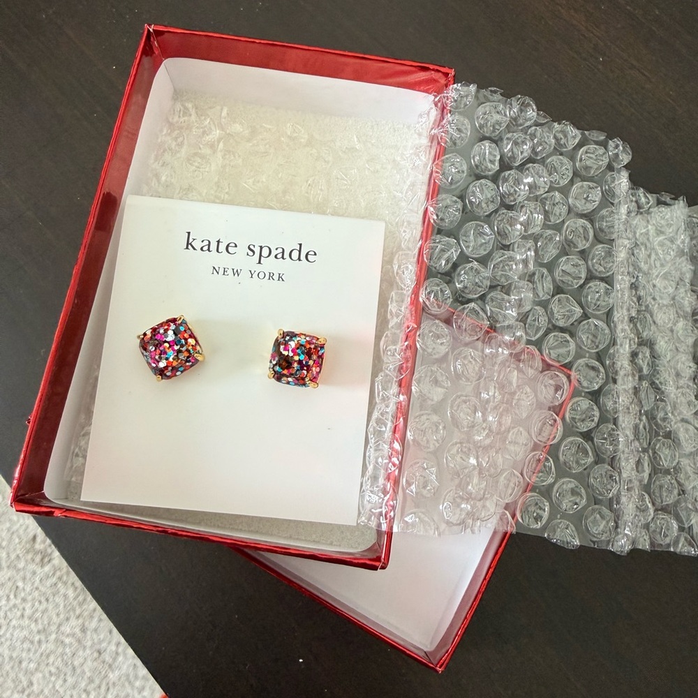 kate spade multicolor confetti square stud earrings